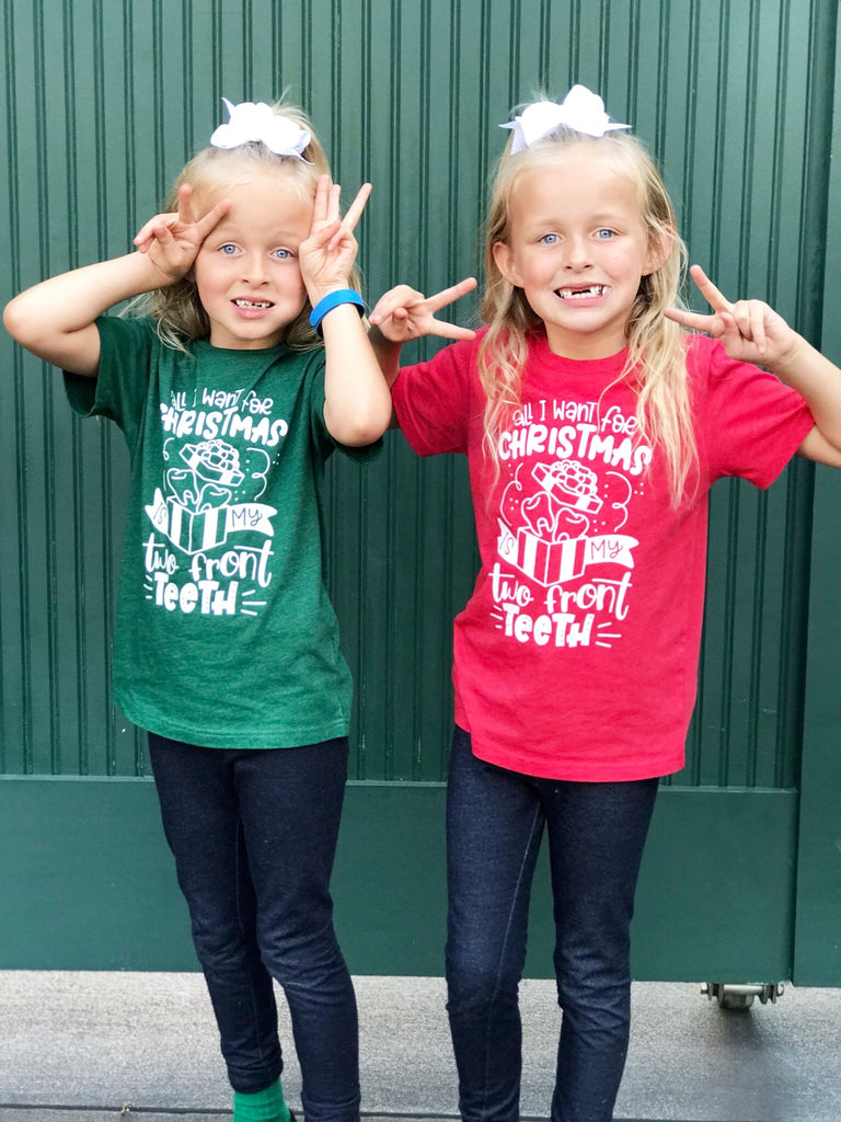 "All I Want for Christmas is my 2 Front Tee" Tee Shirts, Vazzie Tees