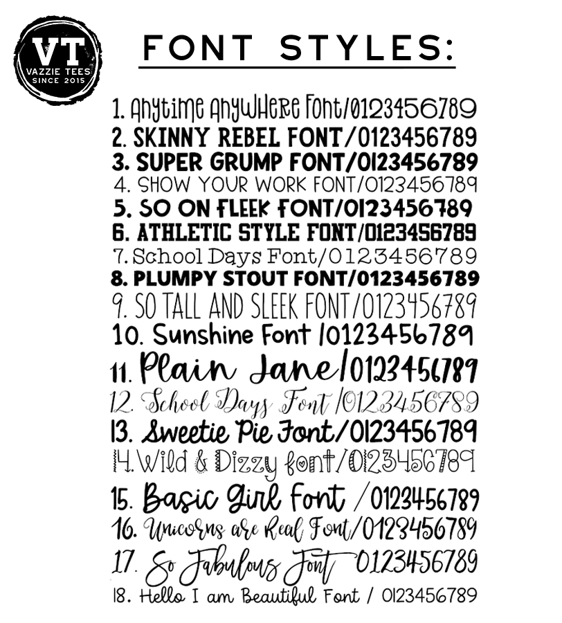 Add-On Name and/or Number to the Back of Any T-Shirt